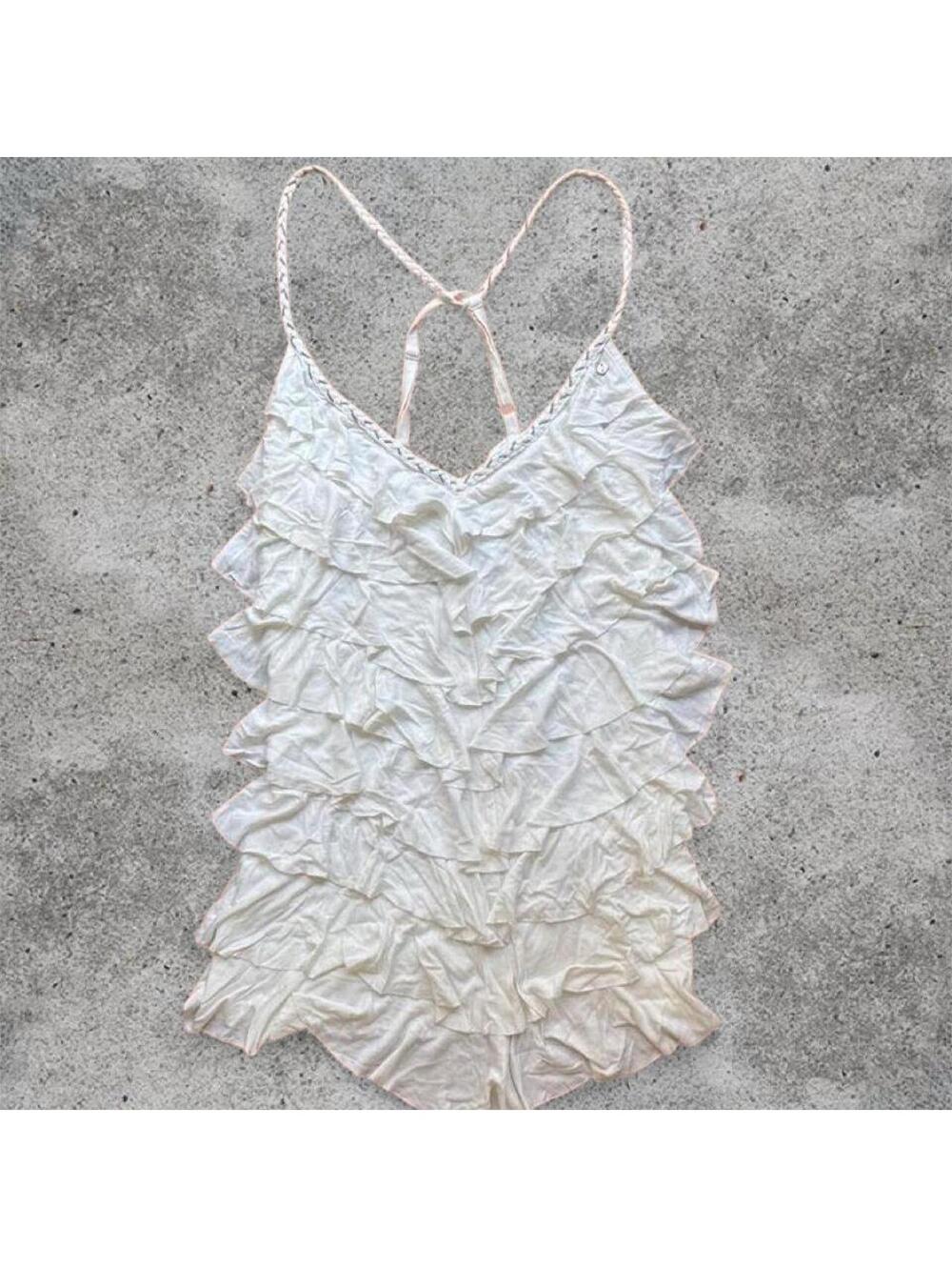 Guess white/cream ruffled tank